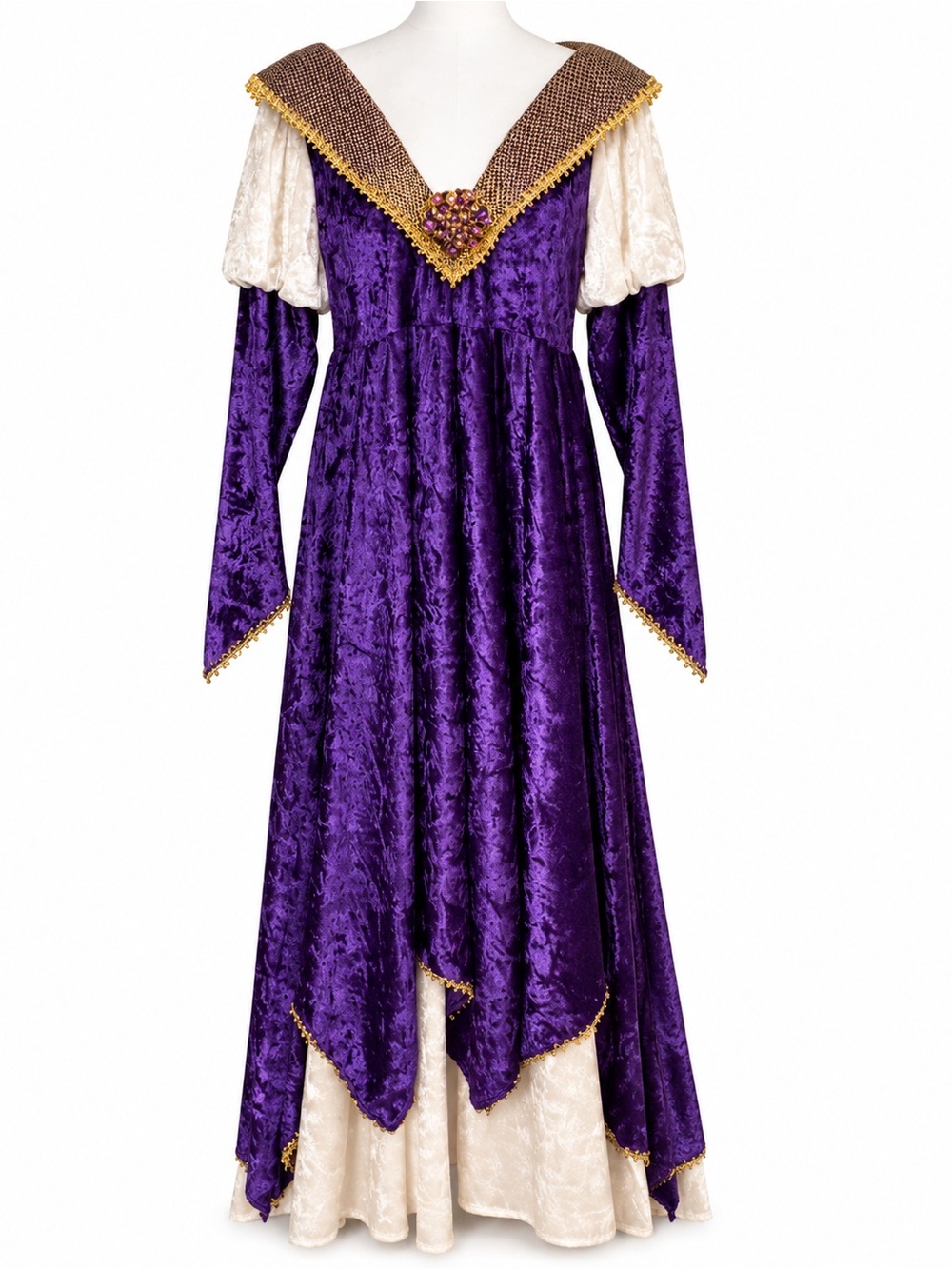 Charades Maiden of Verona Renaissance Costume Adult 1X Purple Velvet Made USA